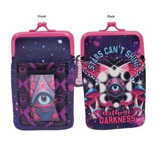 Womens Soft Cigarette Case for 100's Stars Darkness with Zip & Lighter Pockets